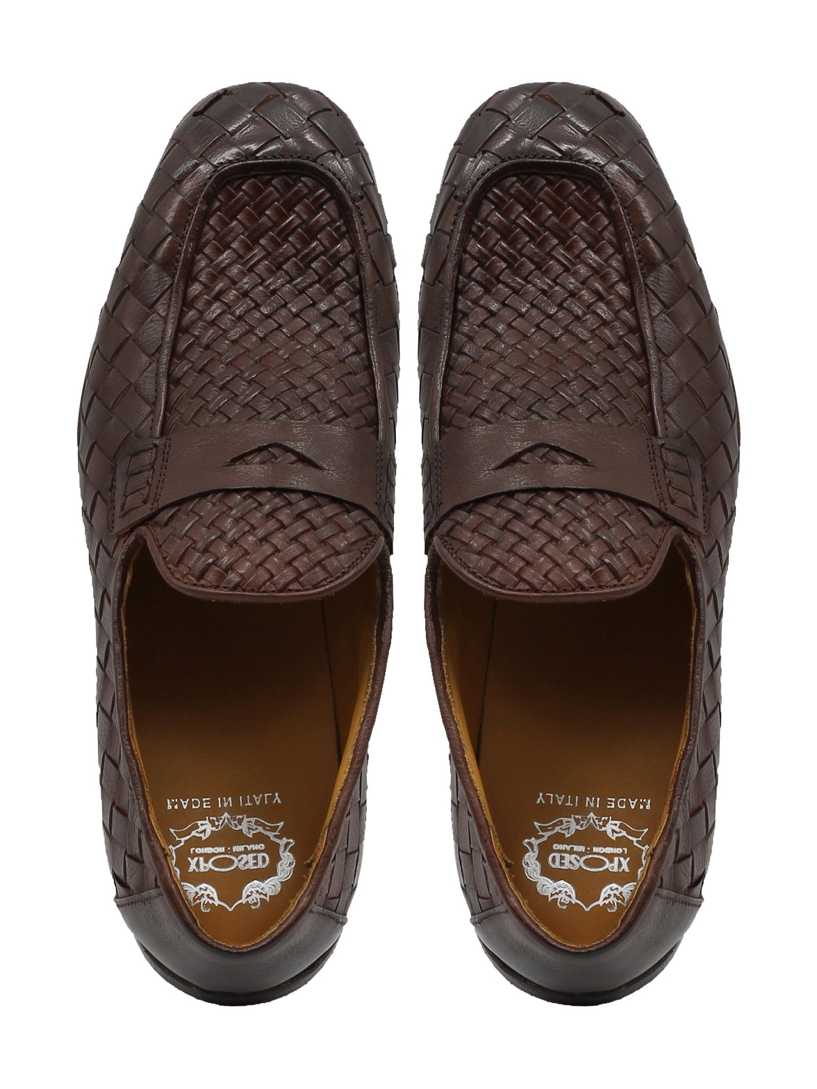 ROME 05 – BROWN ITALIAN CALF LEATHER WOVEN PENNY LOAFER