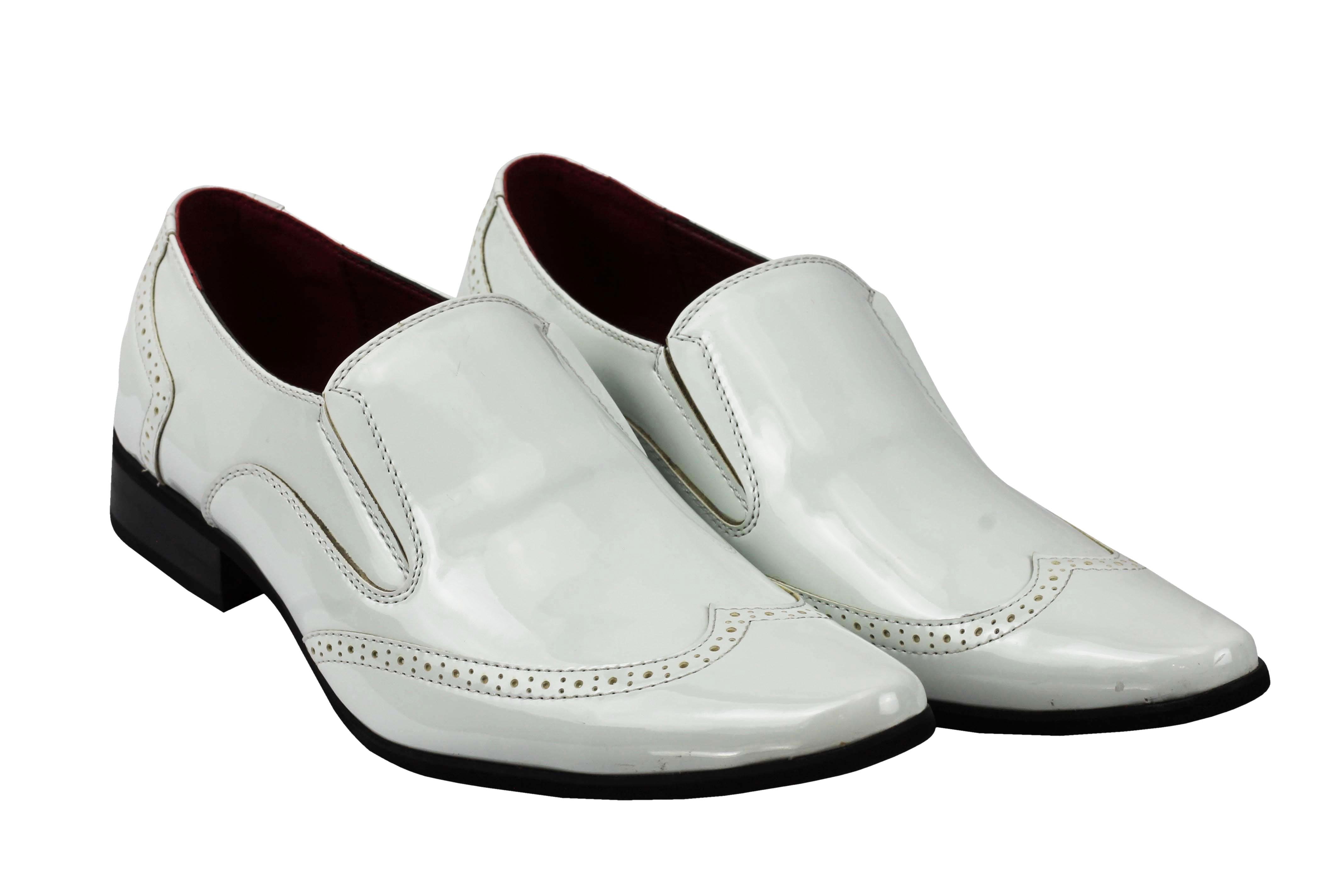 SHINY FAUX LEATHER WHITE LOAFERS