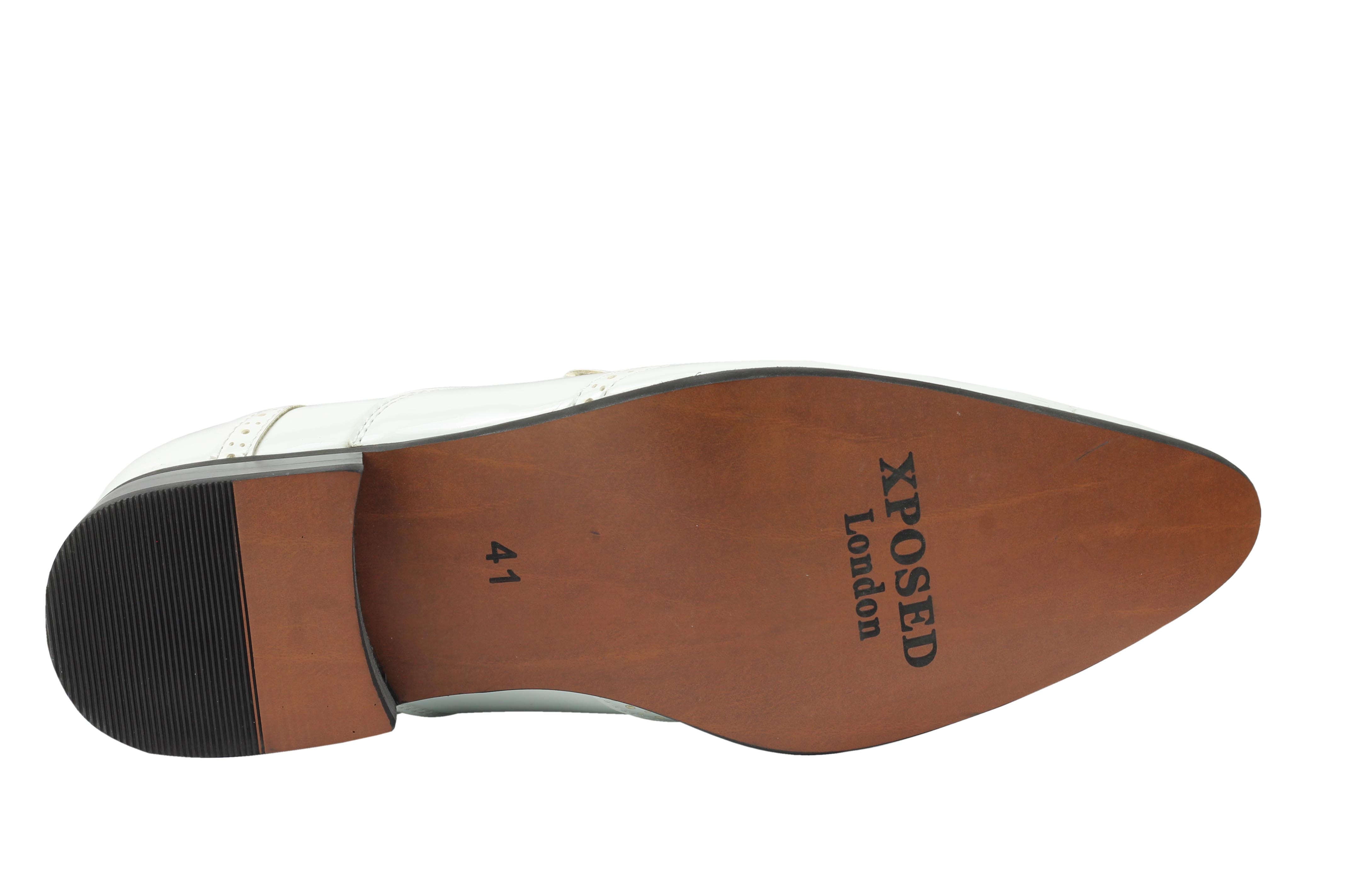 SHINY FAUX LEATHER WHITE LOAFERS