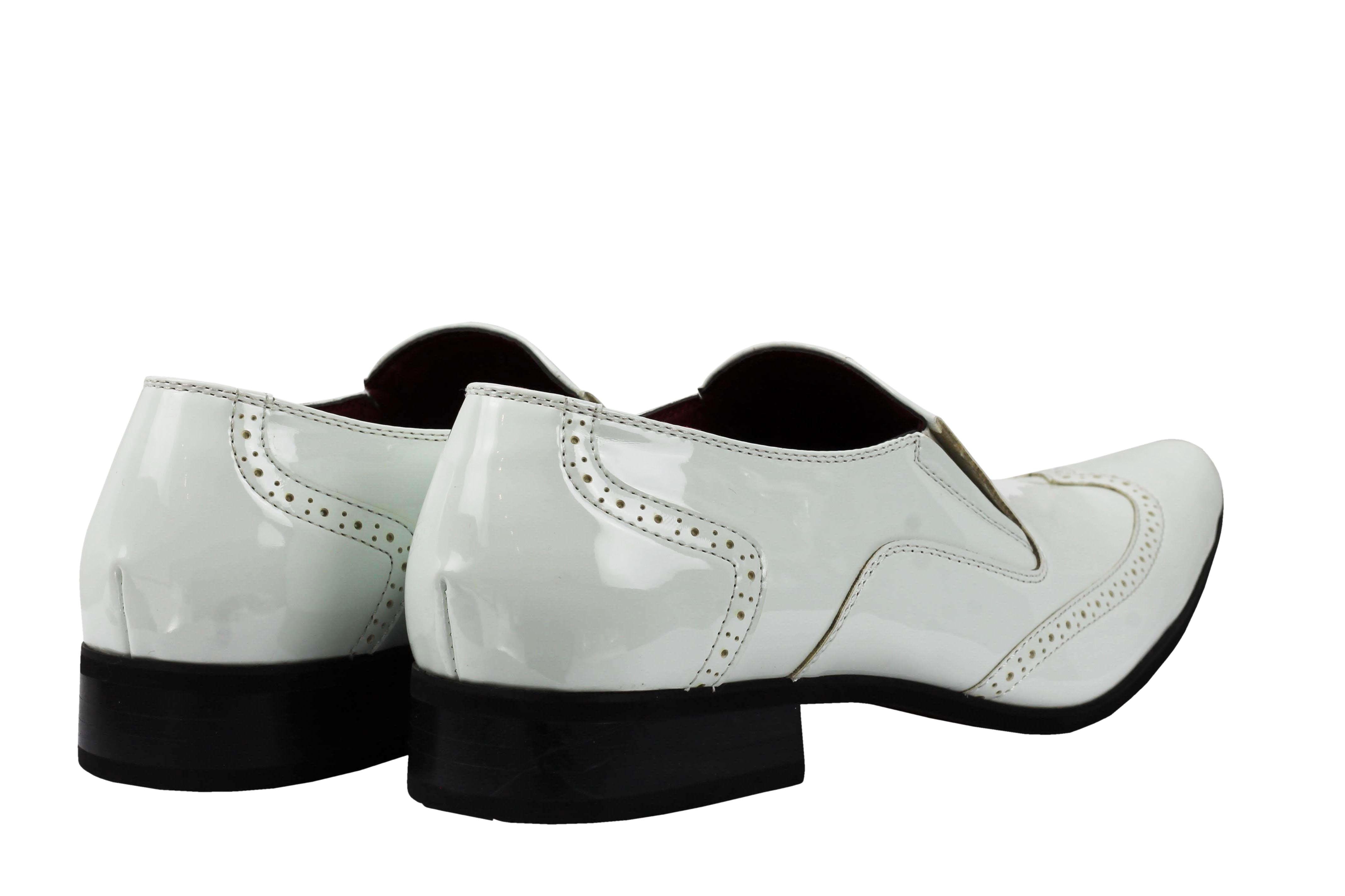 SHINY FAUX LEATHER WHITE LOAFERS