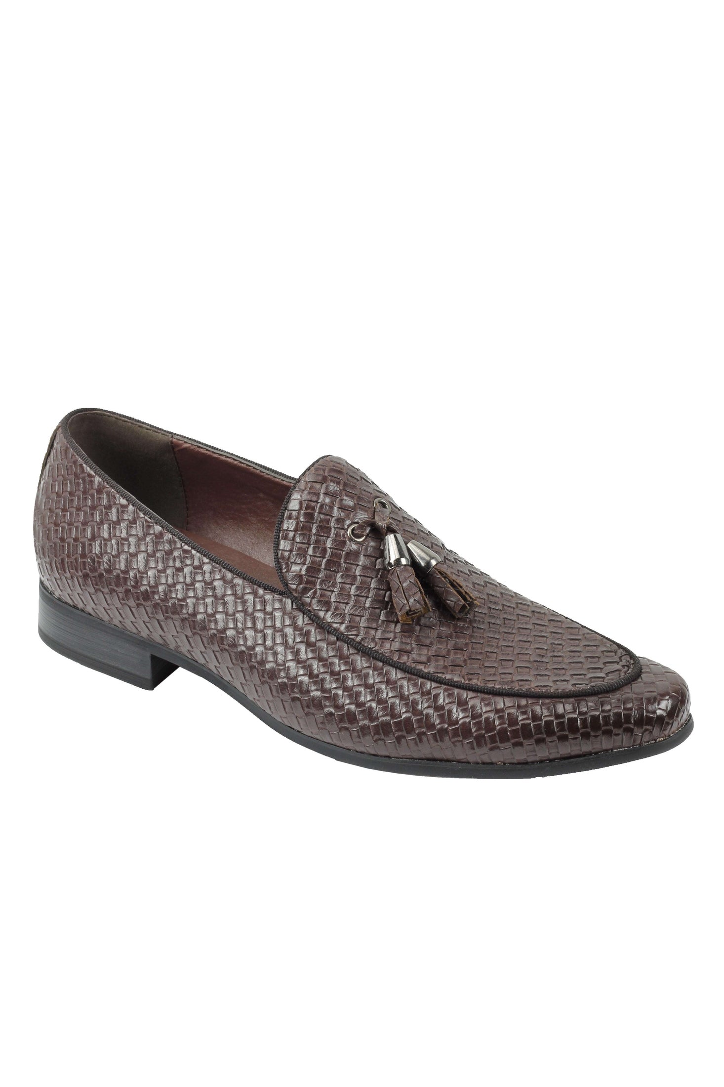FAUX LEATHER TASSEL MOCCASIN LOAFERS IN COFFEE
