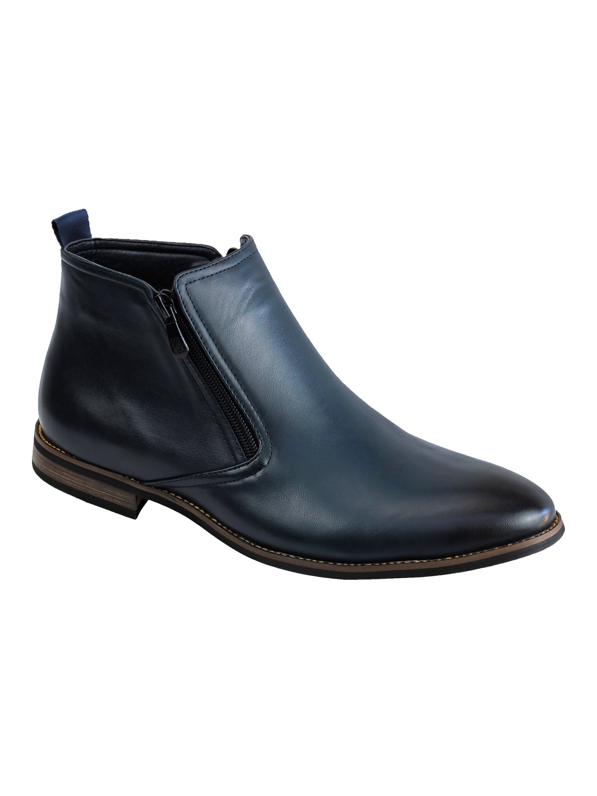 FAUX LEATHER CHELSEA BOOTS LOW ANKLE IN NAVY