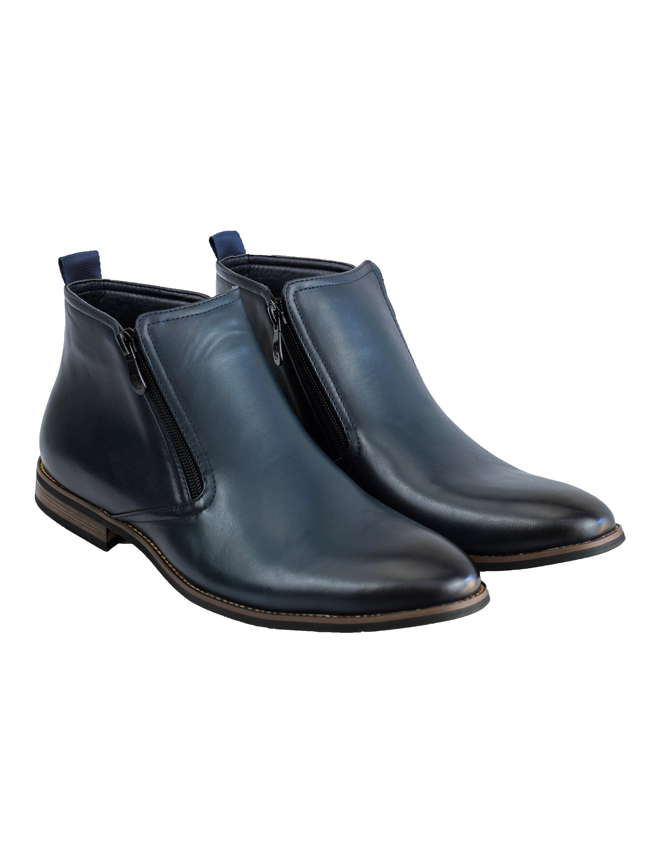 FAUX LEATHER CHELSEA BOOTS LOW ANKLE IN NAVY