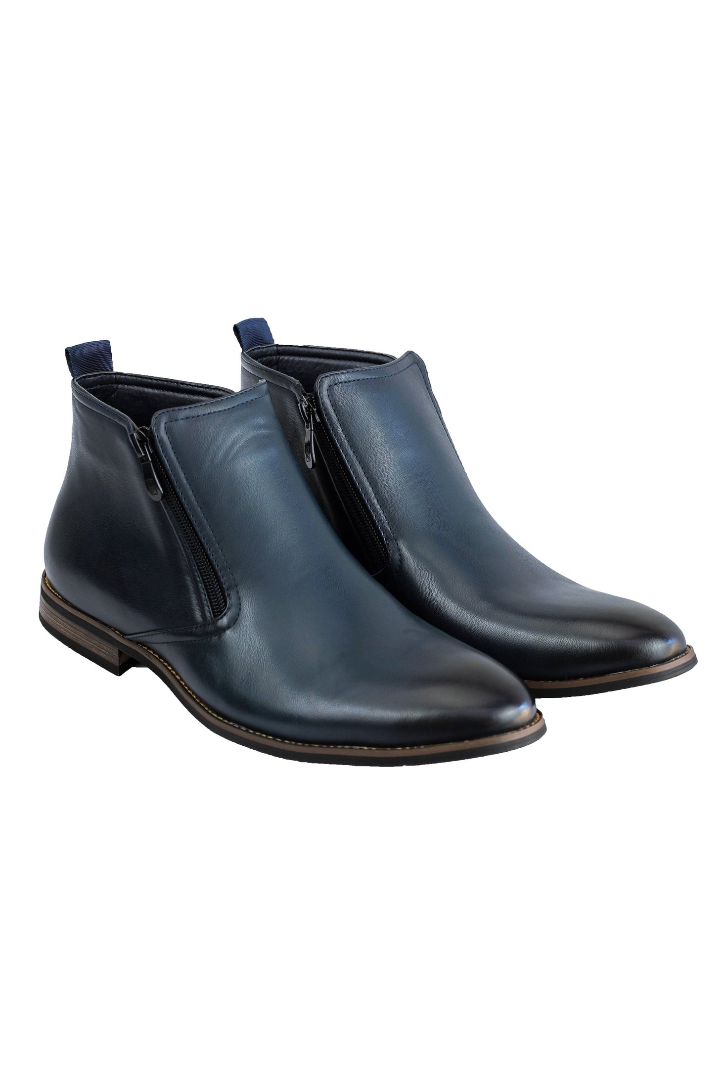 FAUX LEATHER CHELSEA BOOTS LOW ANKLE IN NAVY