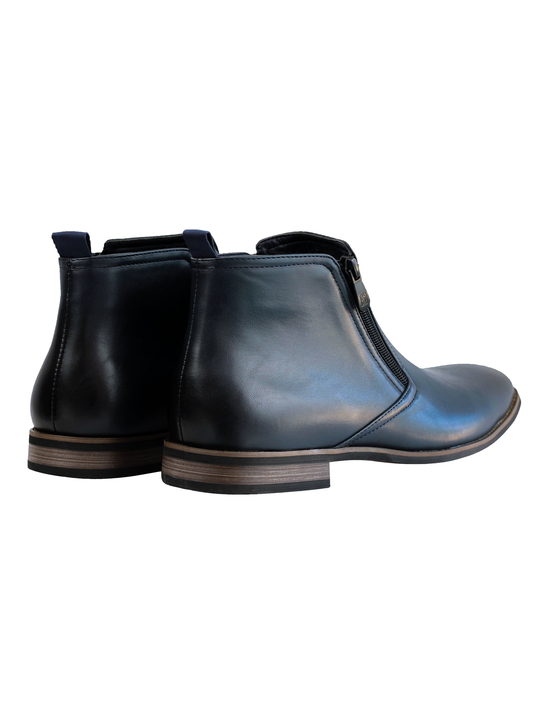 FAUX LEATHER CHELSEA BOOTS LOW ANKLE IN NAVY