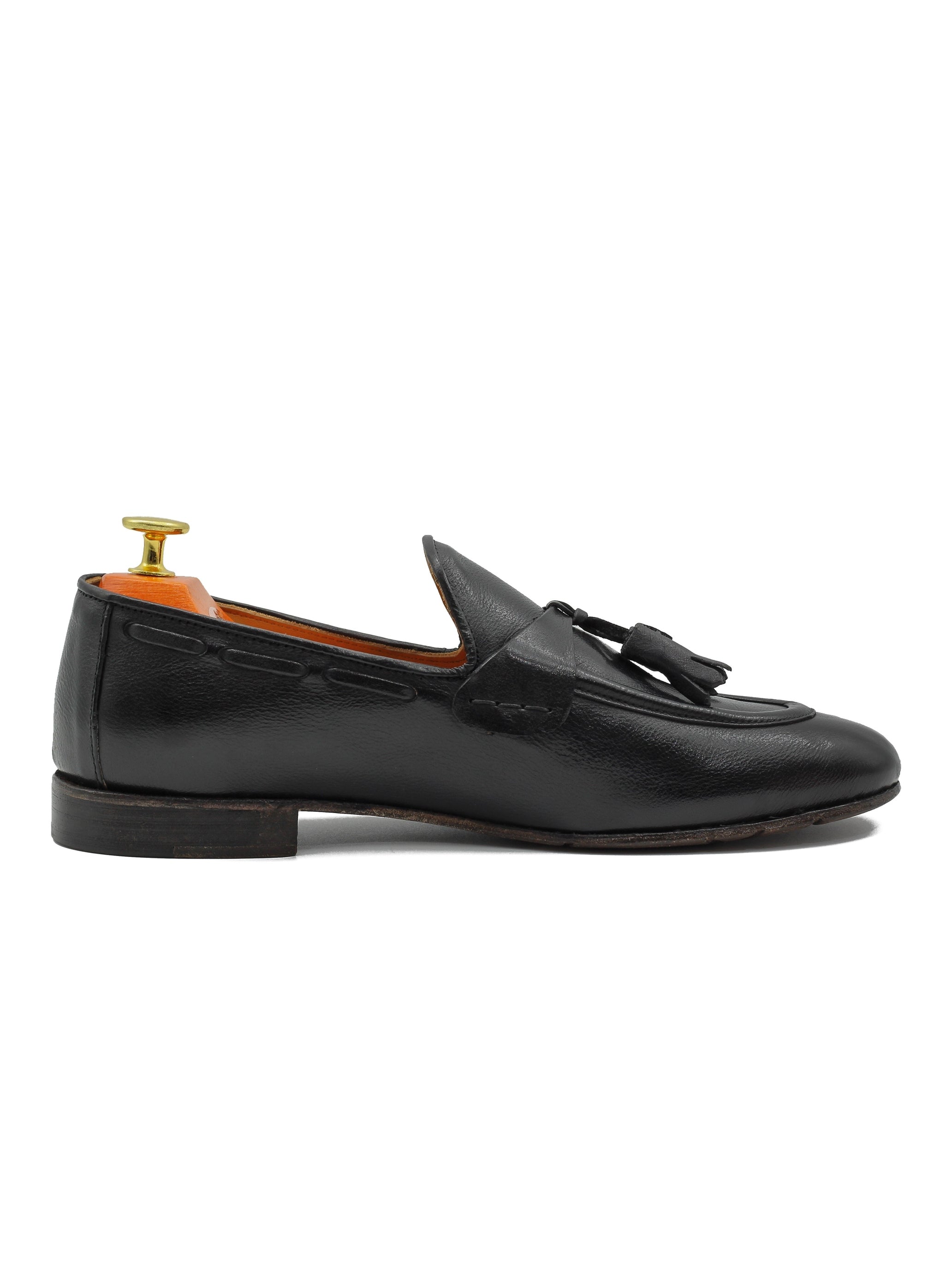NAPLES 03 – TASSEL LOAFERS BLACK ITALIAN LEATHER