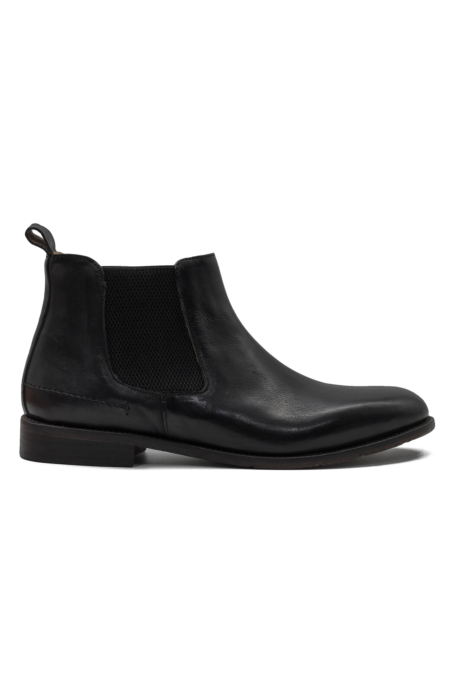 POLISHED BLACK ITALIAN LEATHER CHELSEA BOOTS