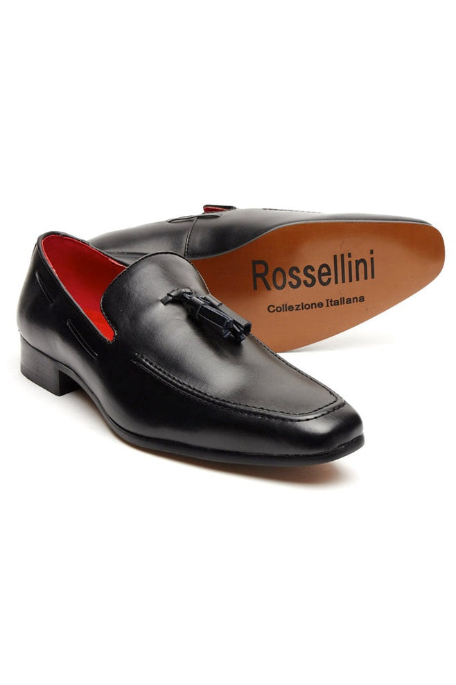 BLACK FAUX LEATHER TASSEL SHOES