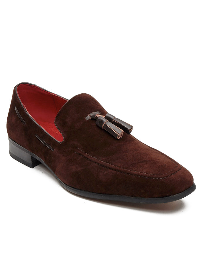 BROWN SUEDE TASSEL LOAFERS