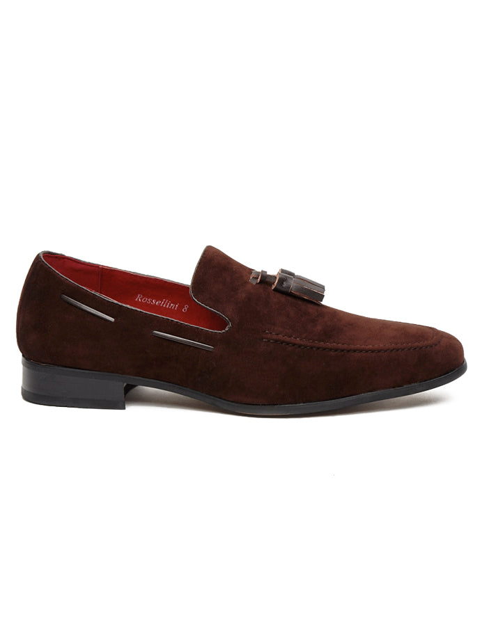 BROWN SUEDE TASSEL LOAFERS
