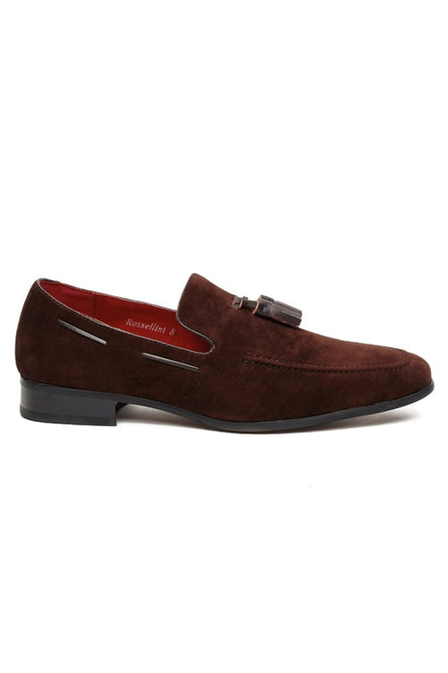 BROWN SUEDE TASSEL LOAFERS