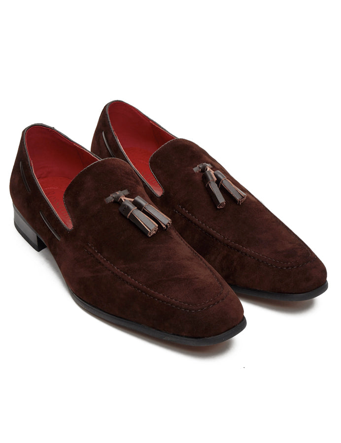 BROWN SUEDE TASSEL LOAFERS