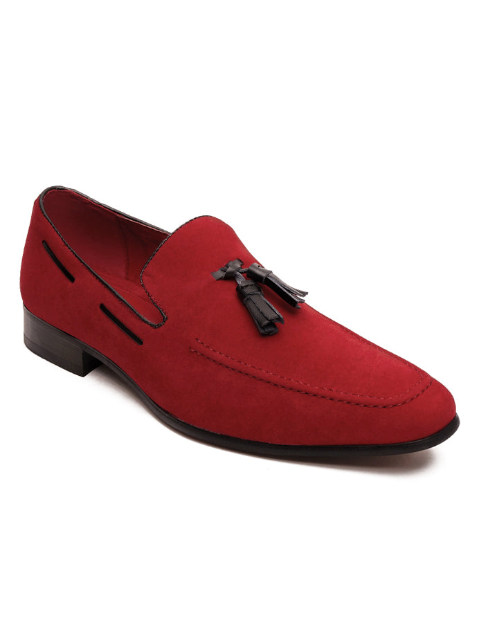 RED SUEDE TASSEL LOAFERS