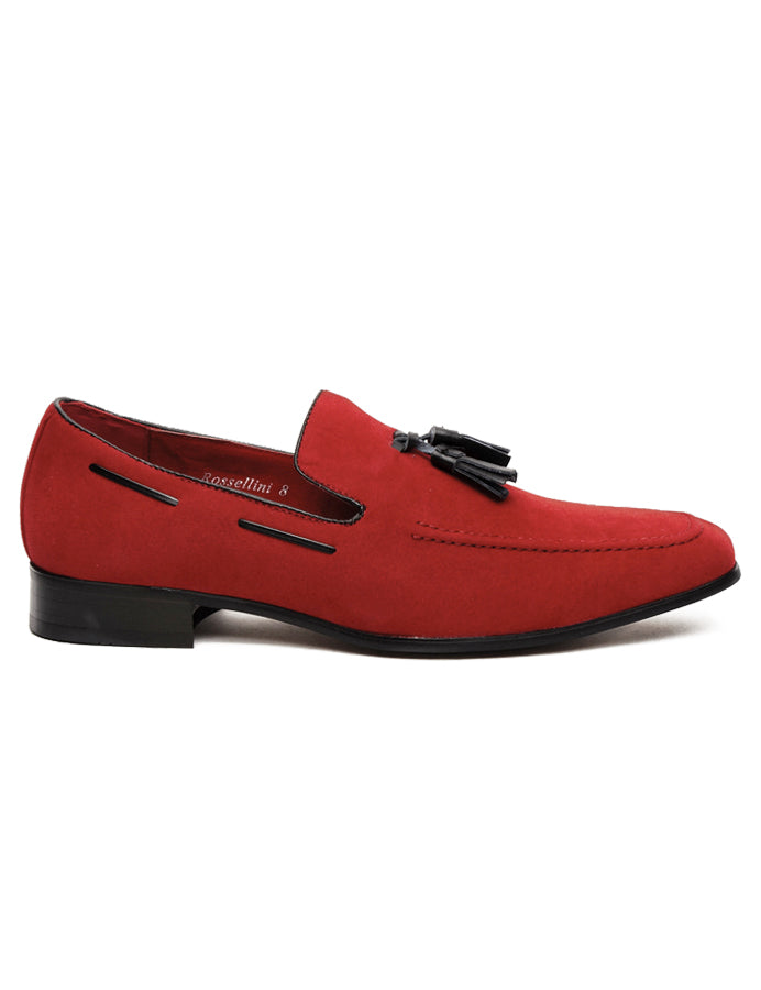 RED SUEDE TASSEL LOAFERS