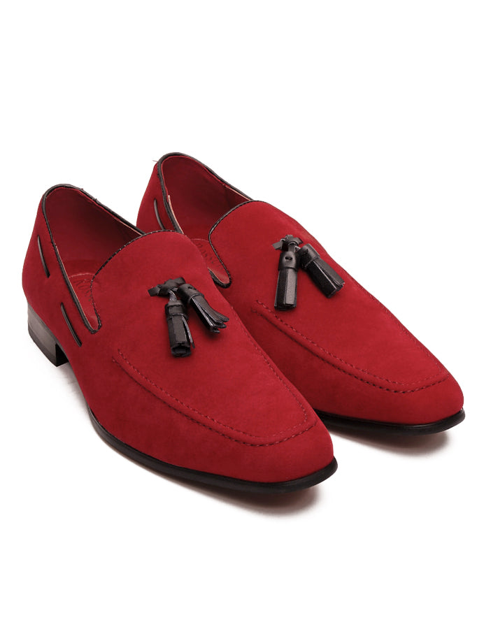 RED SUEDE TASSEL LOAFERS