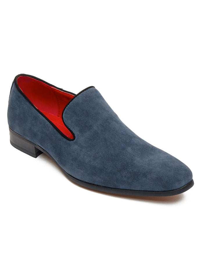 NAVY SUEDE FAUX LEATHER LOAFERS