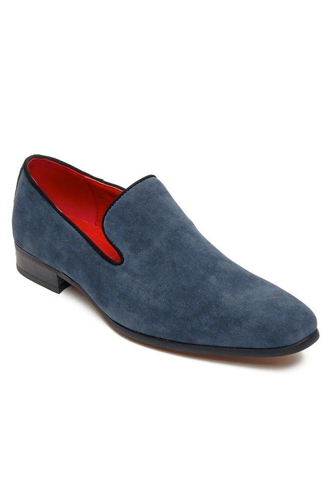 NAVY SUEDE FAUX LEATHER LOAFERS