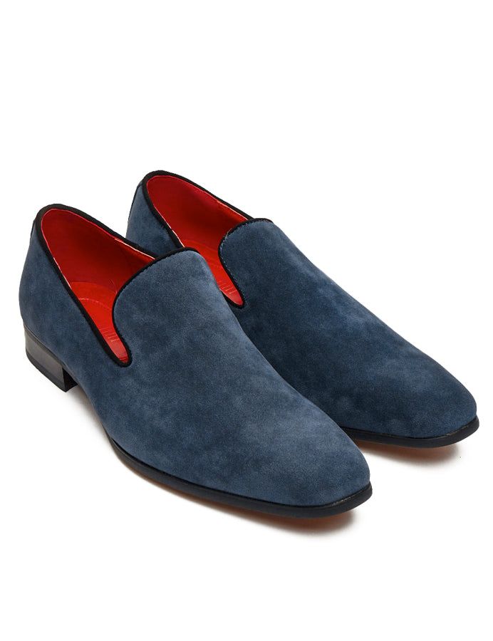 NAVY SUEDE FAUX LEATHER LOAFERS