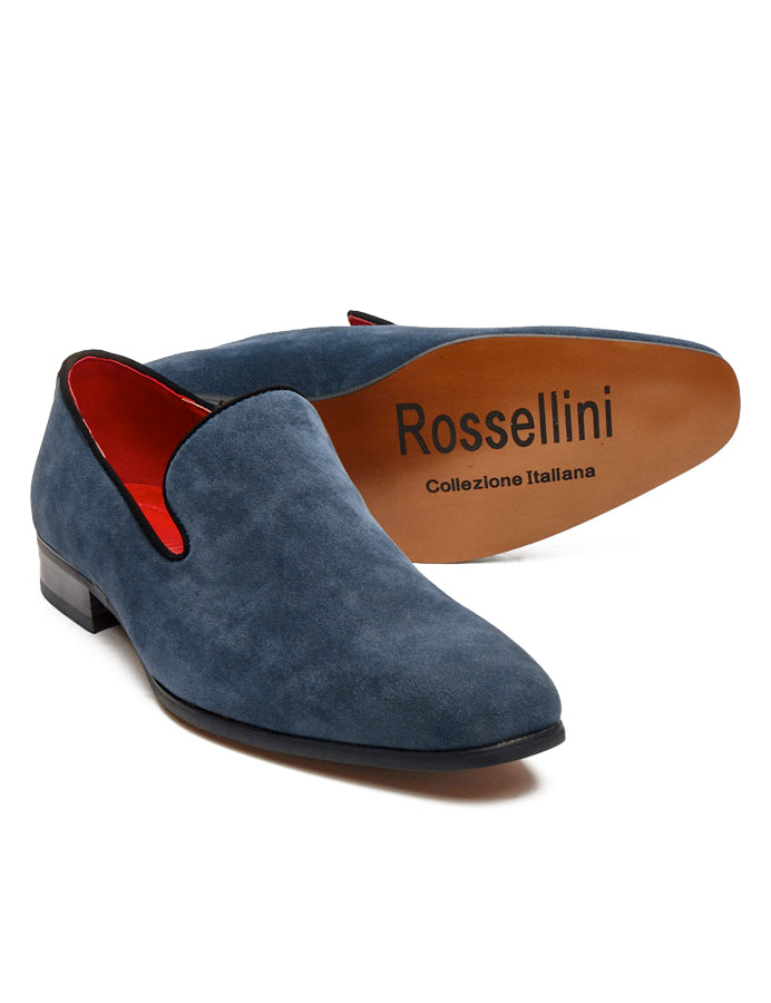 NAVY SUEDE FAUX LEATHER LOAFERS