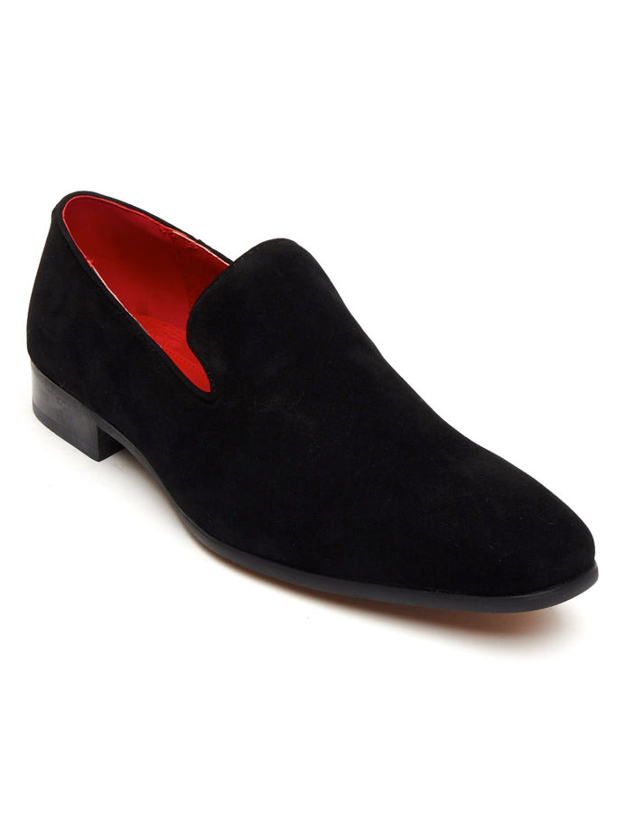 BLACK SUEDE FAUX LEATHER LOAFERS