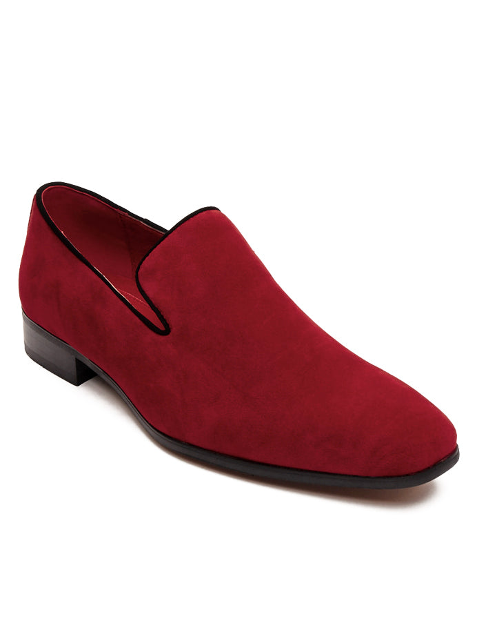 RED SUEDE FAUX LEATHER LOAFERS