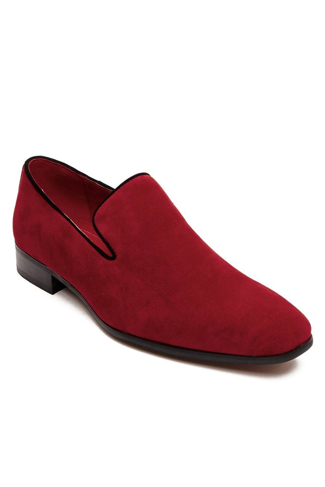 RED SUEDE FAUX LEATHER LOAFERS