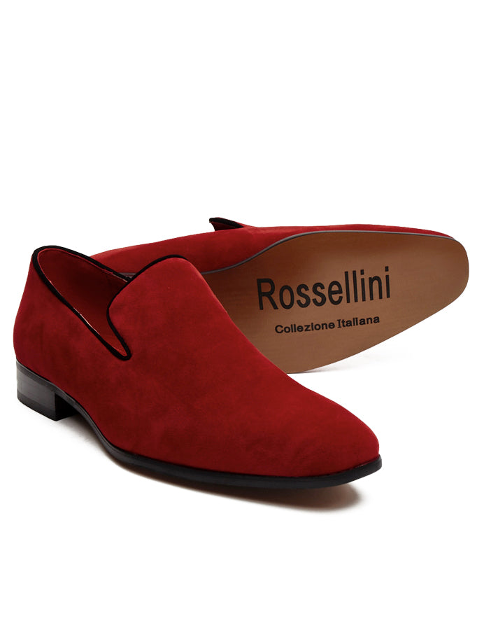 RED SUEDE FAUX LEATHER LOAFERS