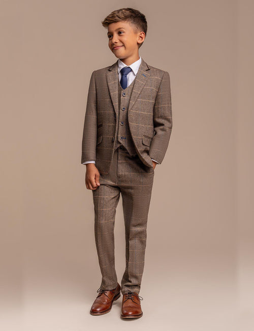 ALBERT BROWN CHECK TWEED BOYS SUIT
