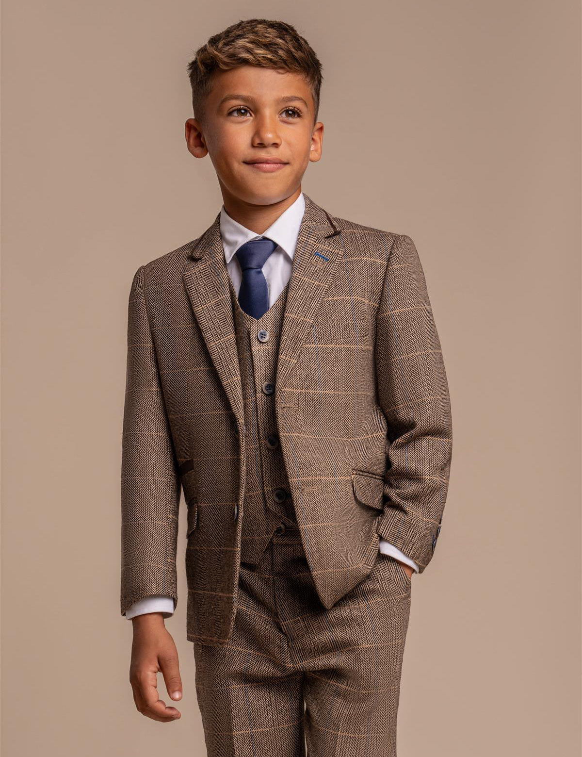 ALBERT BROWN CHECK TWEED BOYS SUIT