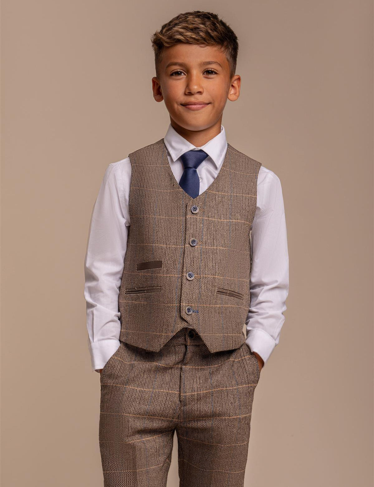 ALBERT BROWN CHECK TWEED BOYS SUIT