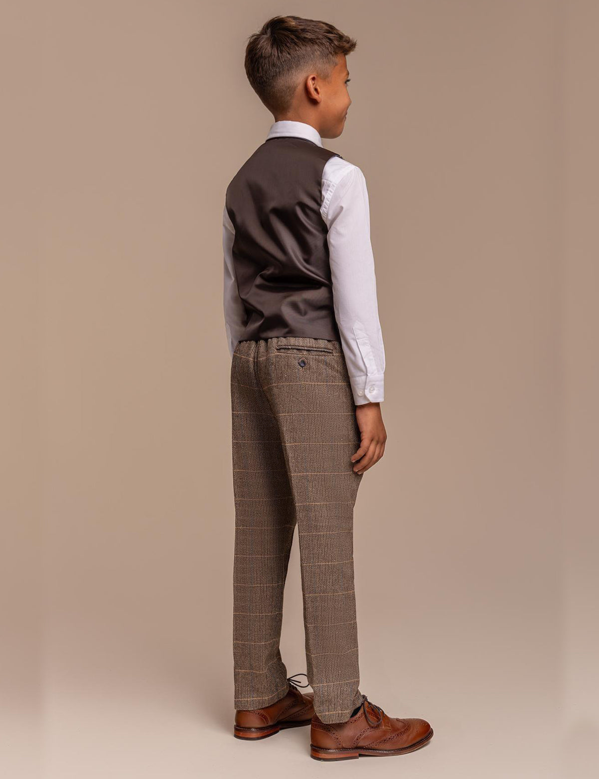 ALBERT BROWN CHECK TWEED BOYS SUIT