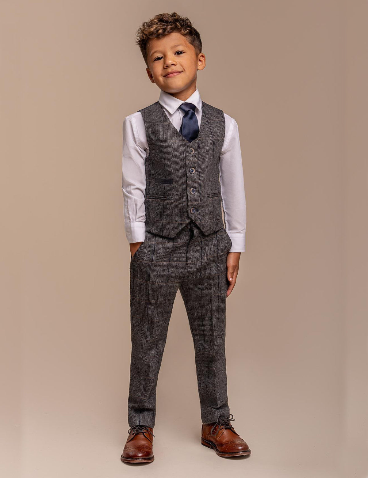 ALBERT GREY CHECK TWEED BOYS SUIT