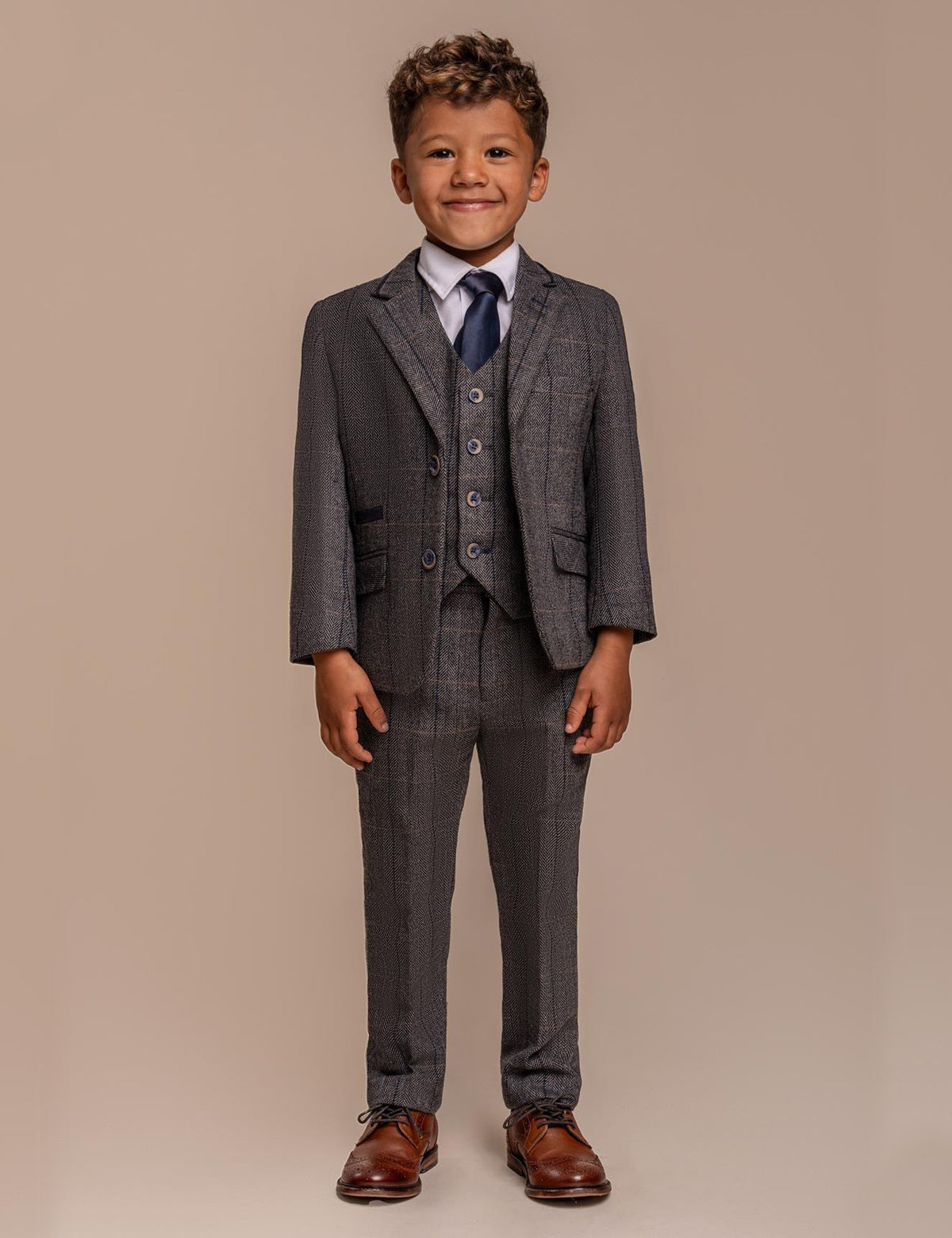 ALBERT GREY CHECK TWEED BOYS SUIT