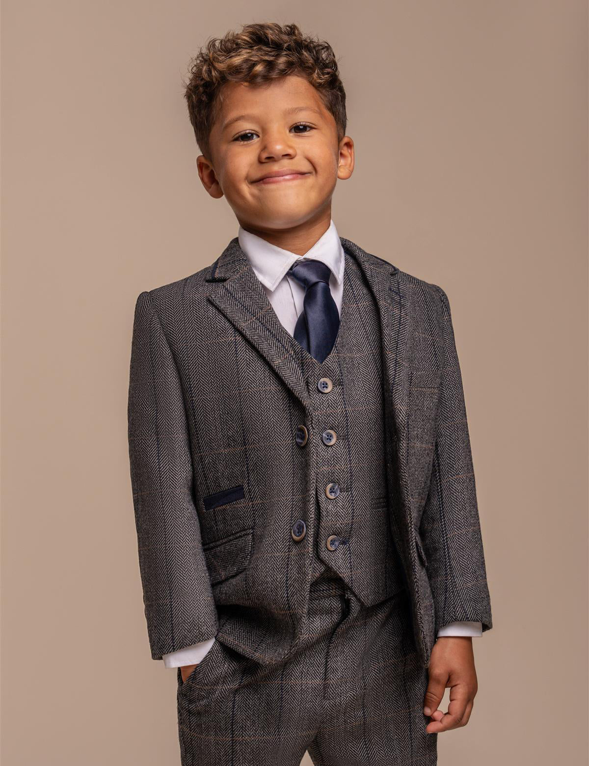 ALBERT GREY CHECK TWEED BOYS SUIT