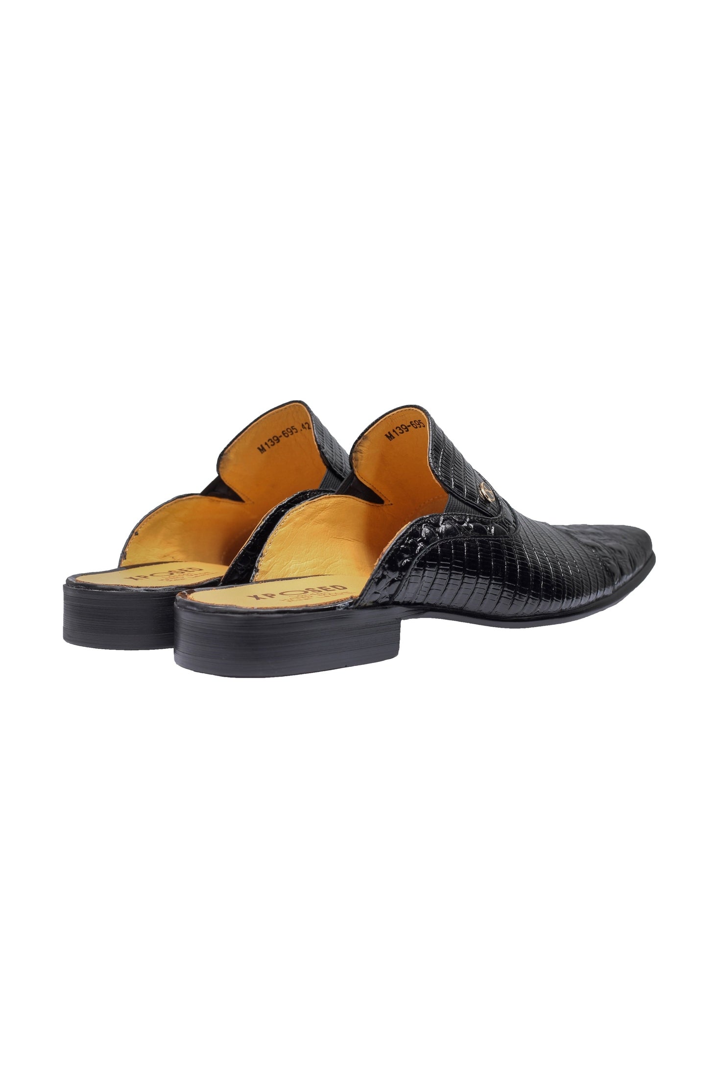 REAL LEATHER PRINTED BLACK HALF SHOE