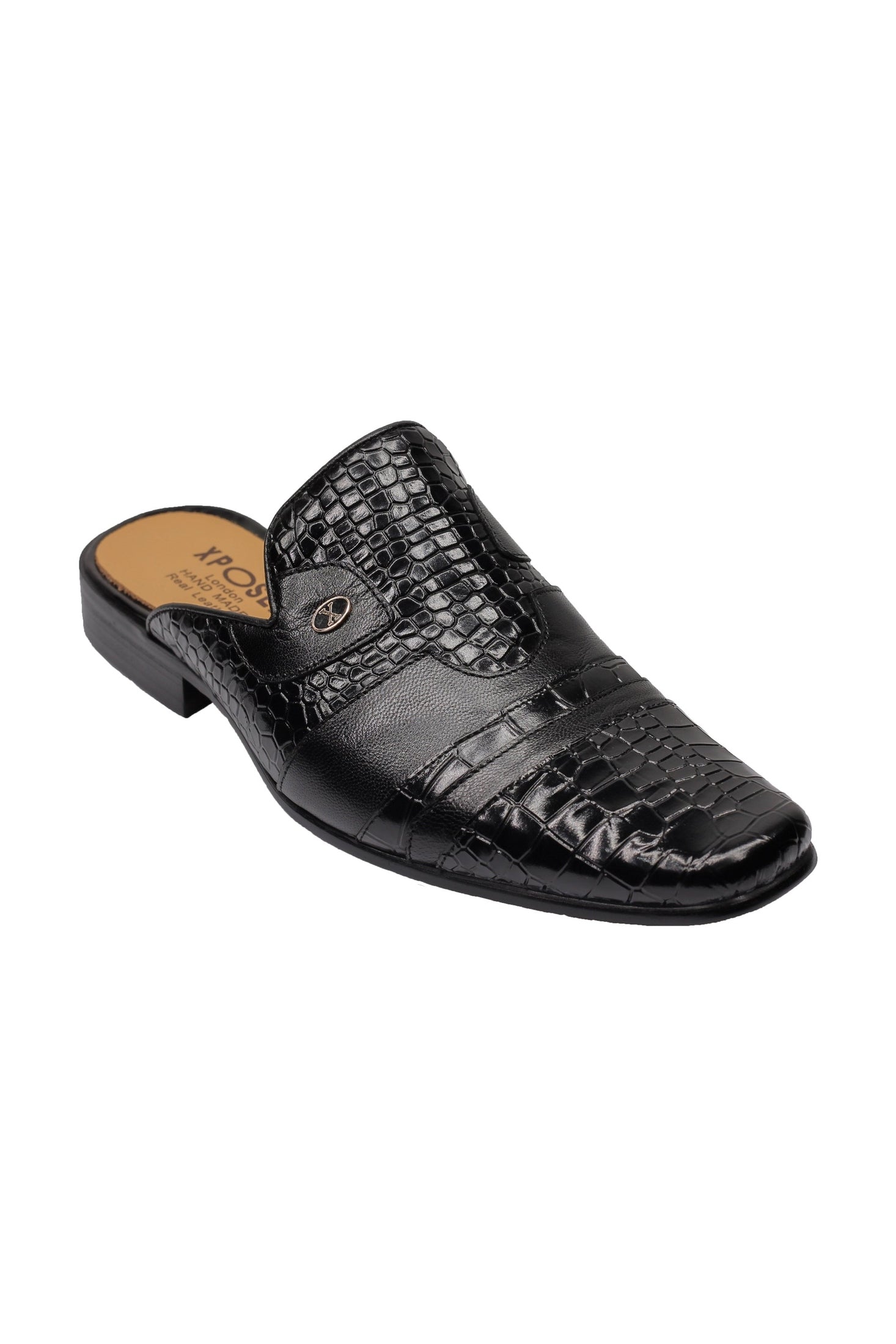 REAL LEATHER HALF SHOE IN BLACK