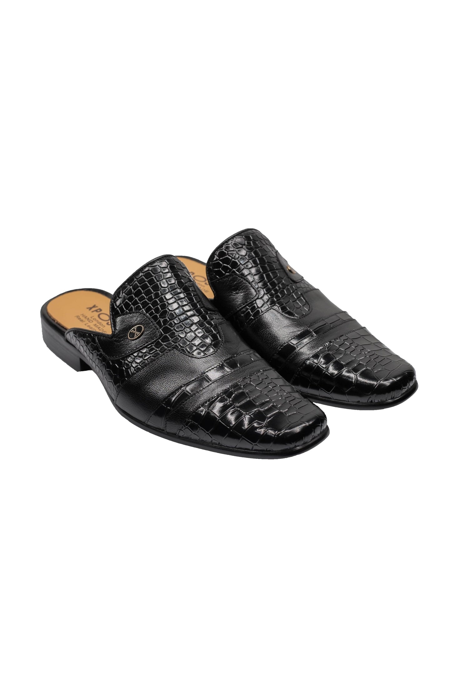 REAL LEATHER HALF SHOE IN BLACK