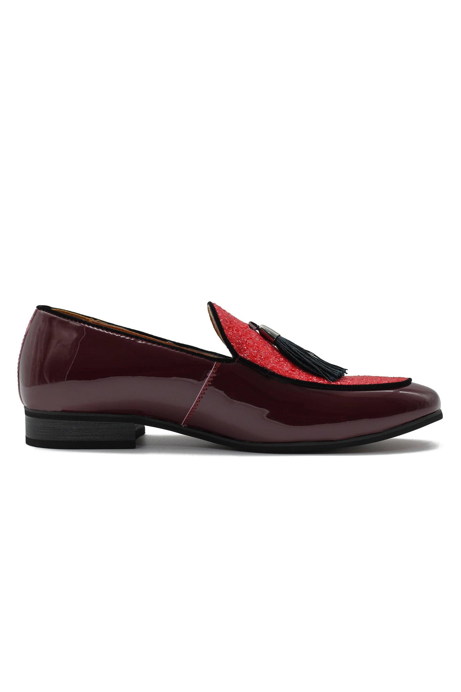 GLITTER - MAROON SHINY TASSEL LOAFERS