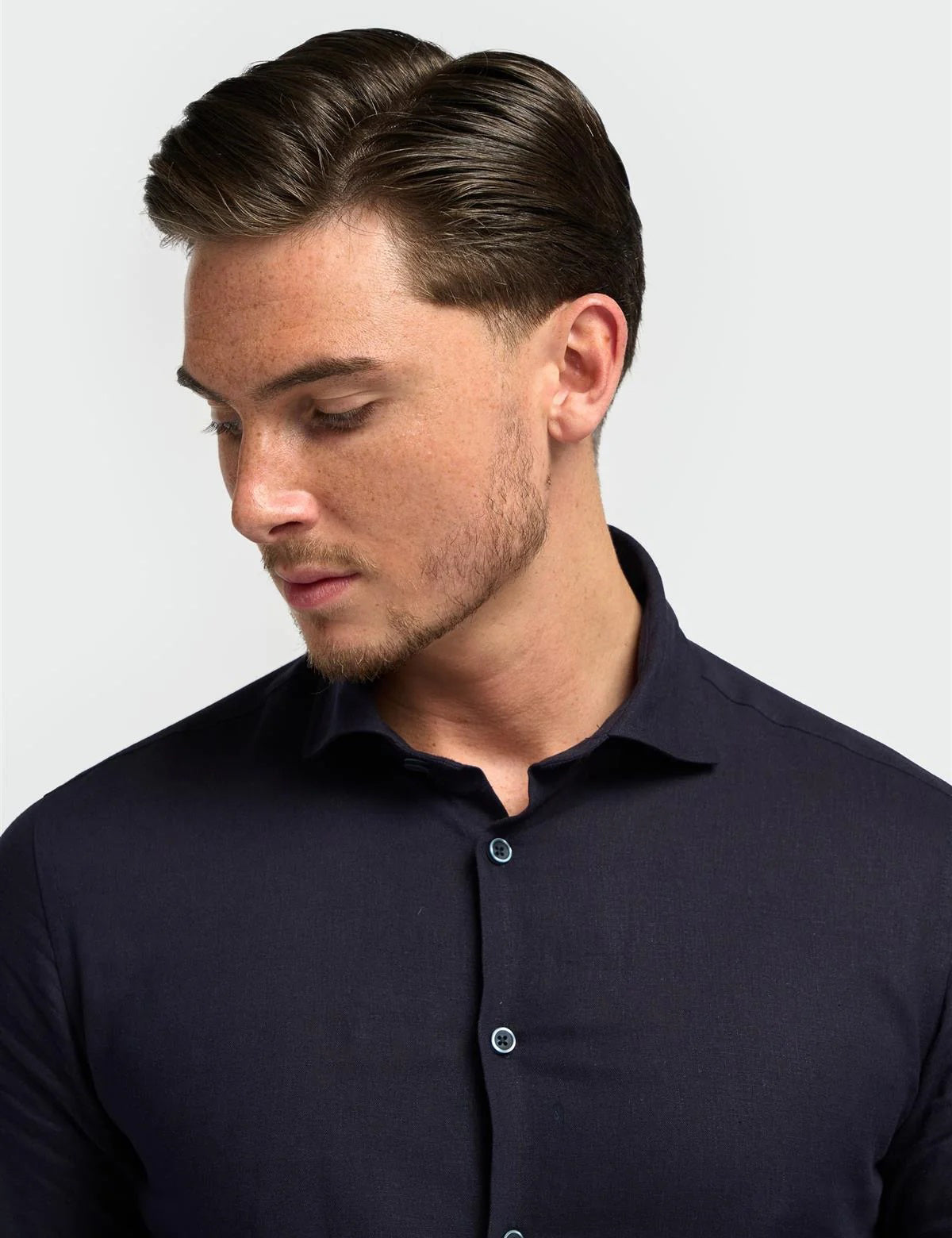 Cavani – Matera Navy Linen Blend Shirt – Tailored Fit