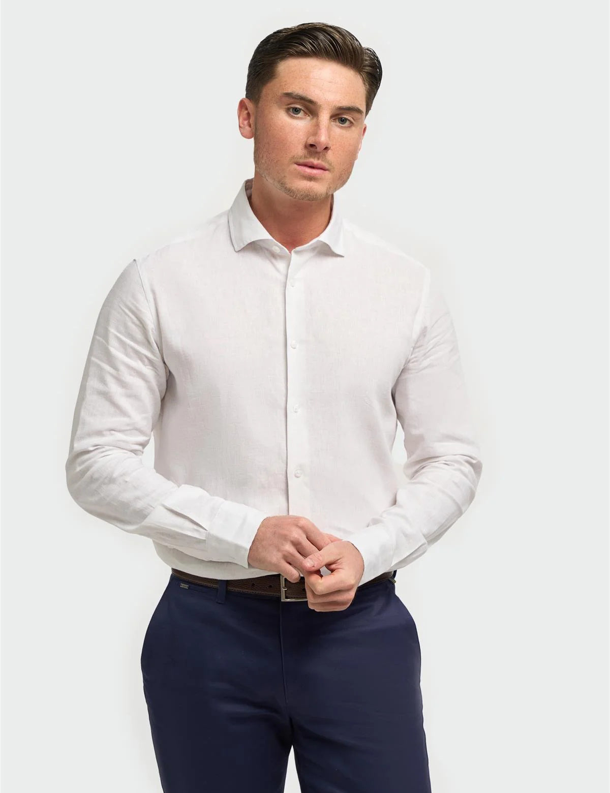 Cavani – Matera White Linen Blend Shirt – Tailored Fit