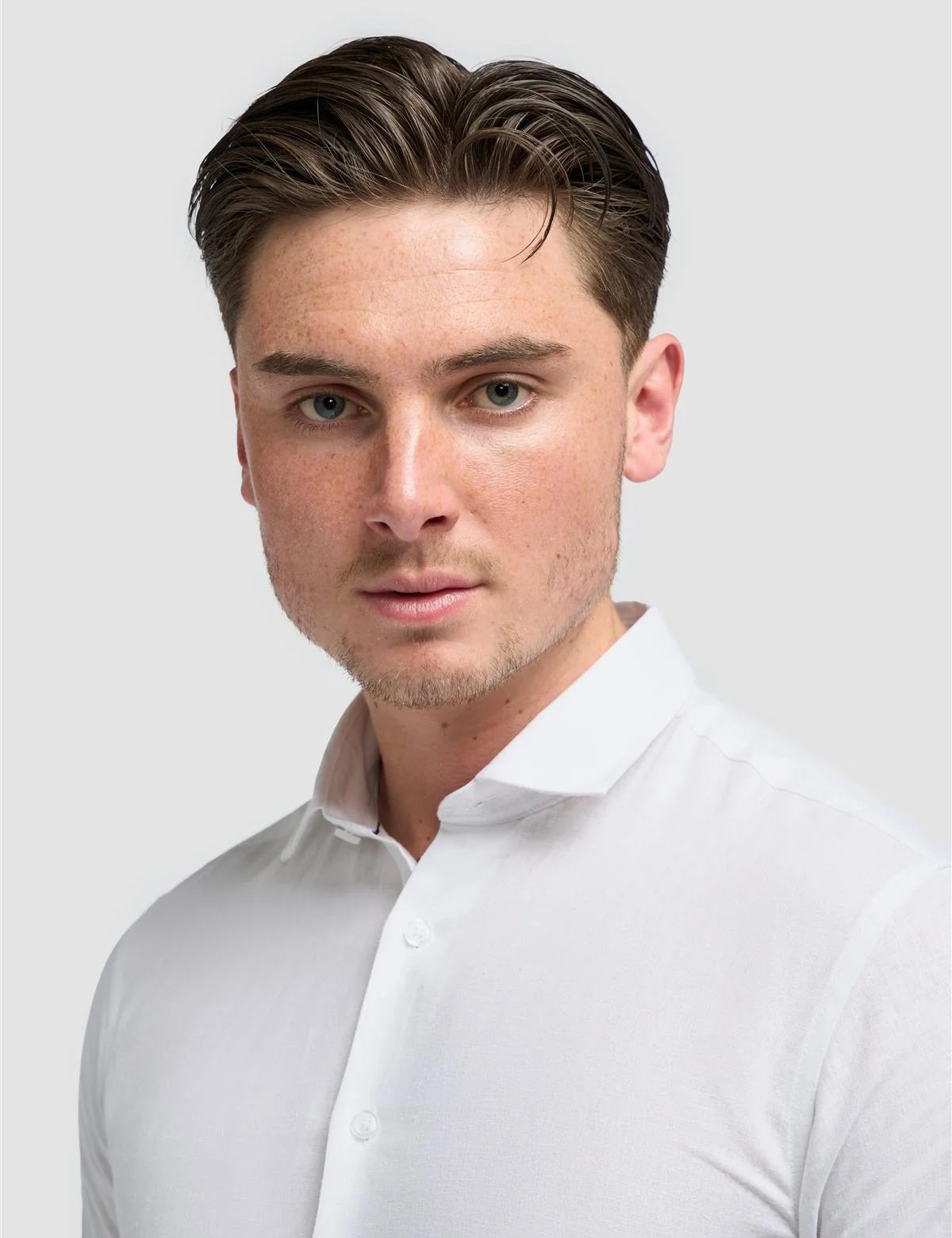 White Short Sleeve Linen Blend Shirt - Matera