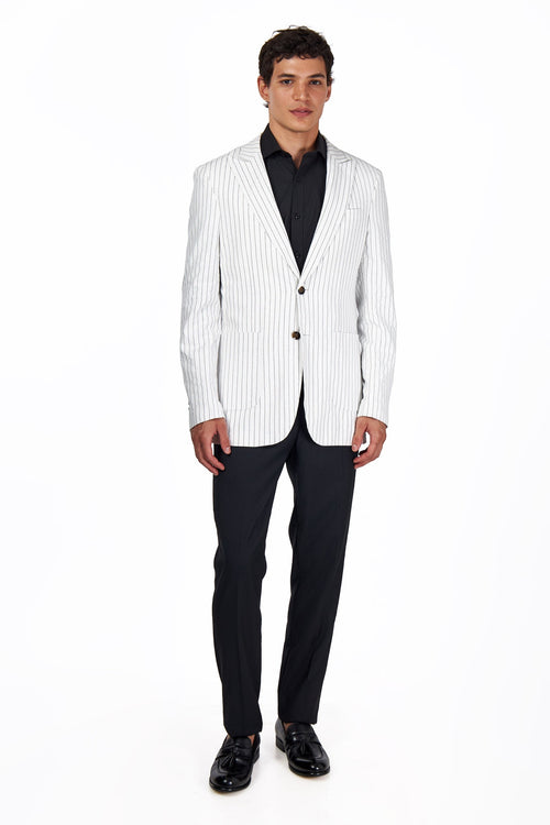LLOYD – White Pinstripe Pure Linen Jacket