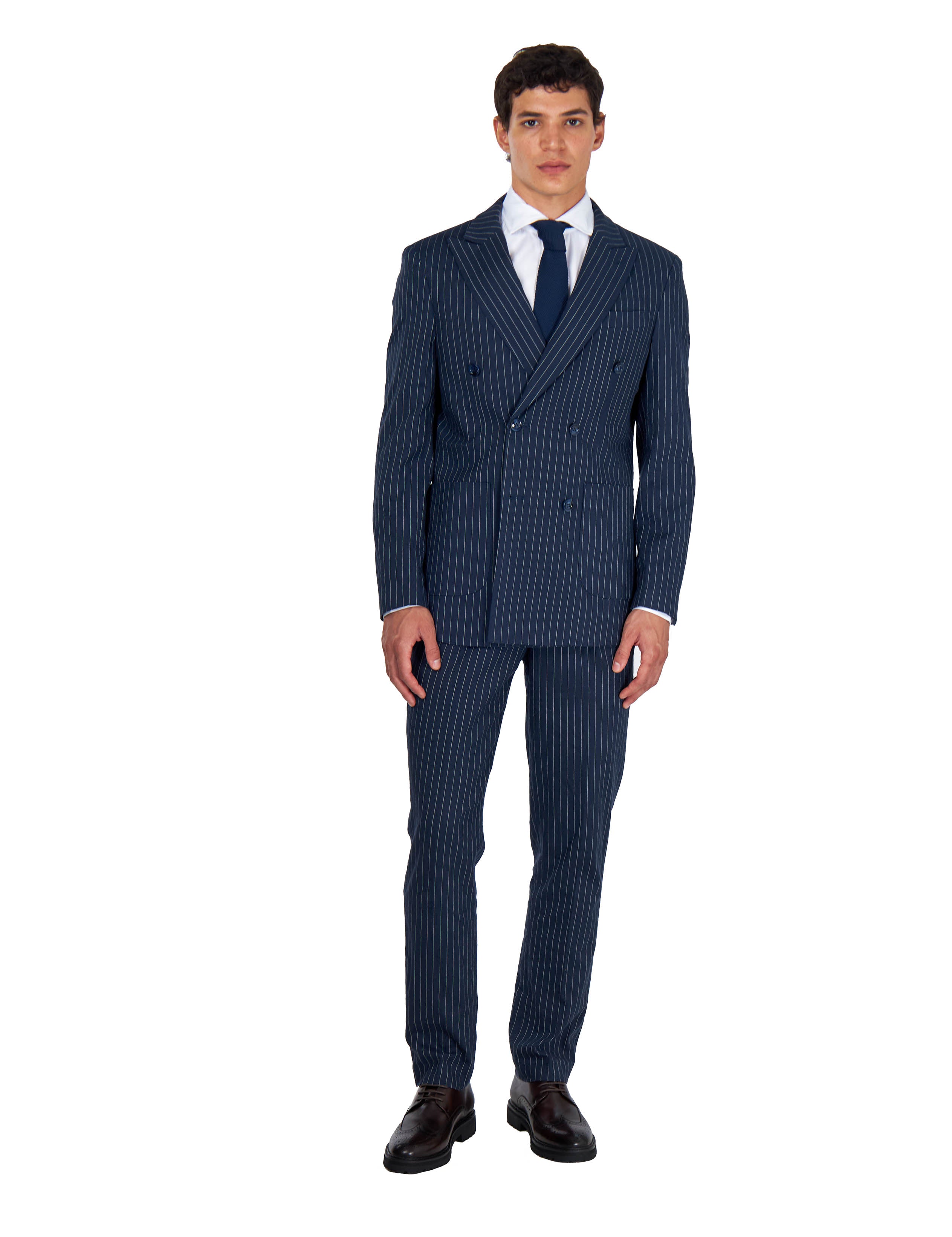 LLOYD – Double Breasted Navy Pinstripe Linen Suit