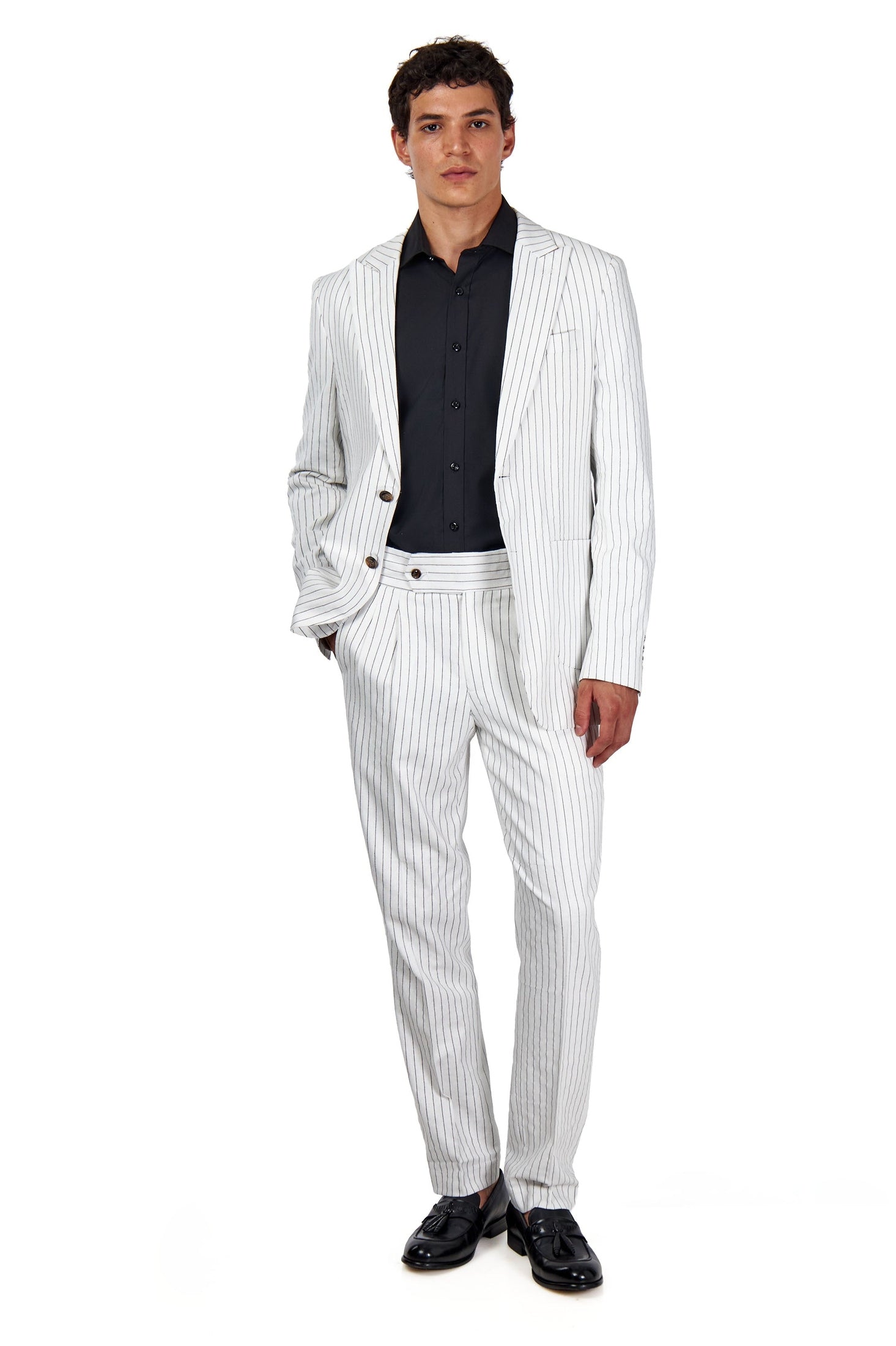 LLOYD – White Pinstripe Pure Linen Jacket