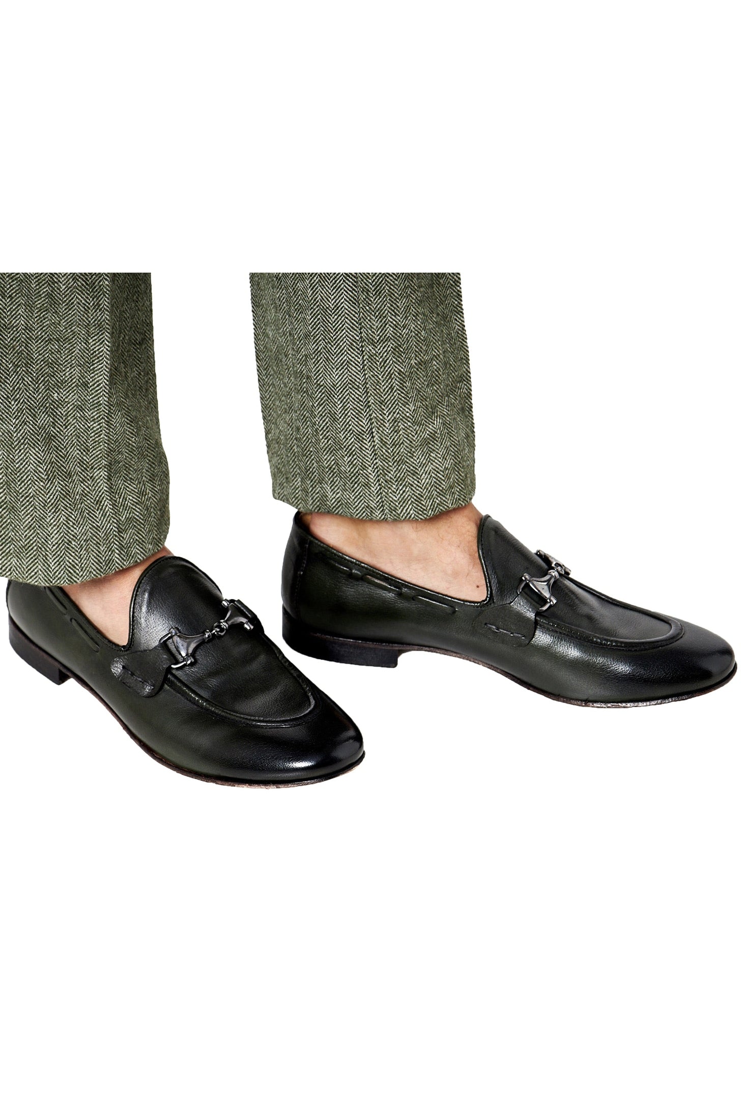 NAPLES 02 - ITALIAN LEATHER SNAFFLE BIT LOAFER IN GREEN