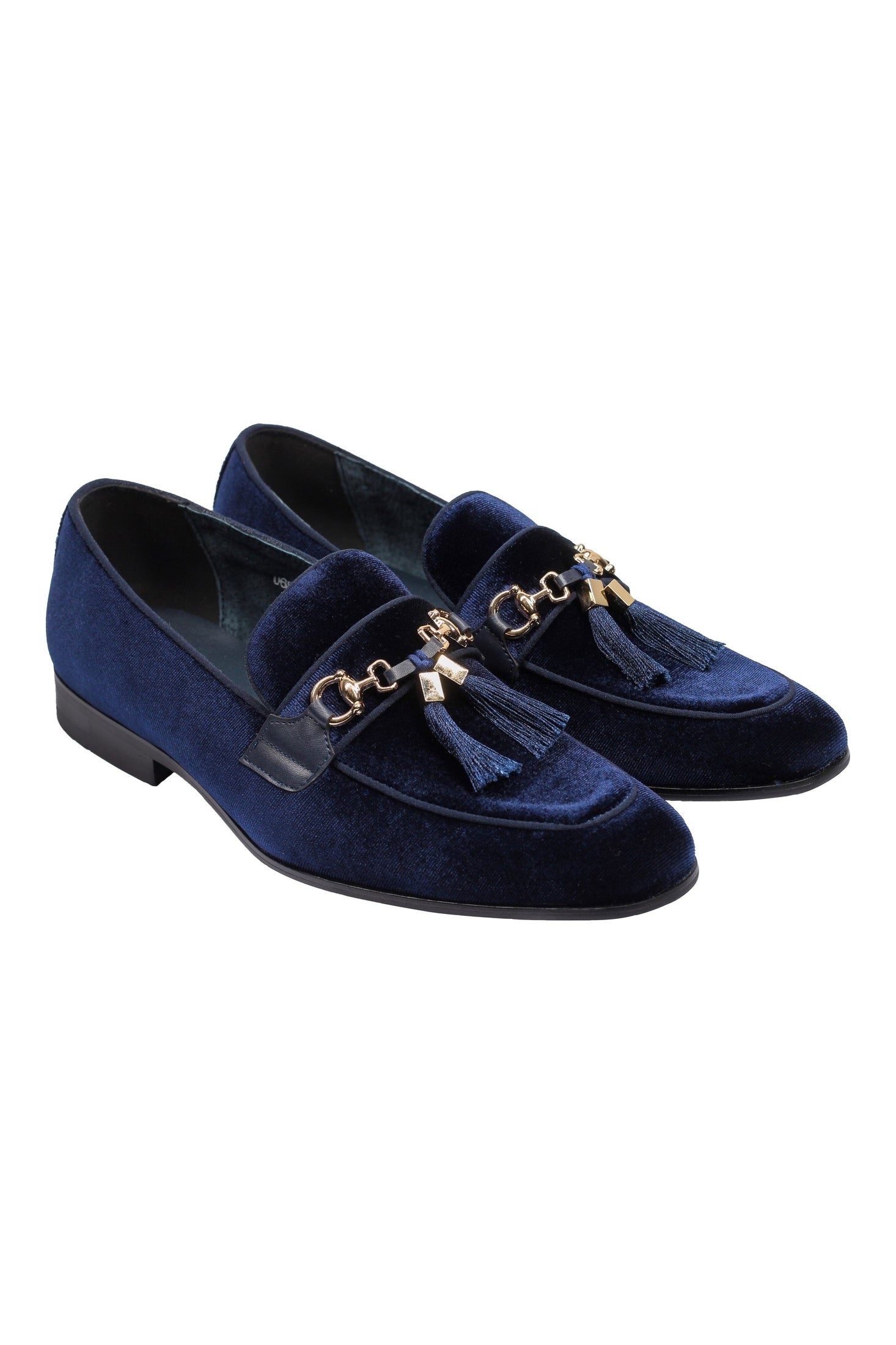 BLUE VELVET TASSEL LOFERS METAL SNAFFLE BUCKLE