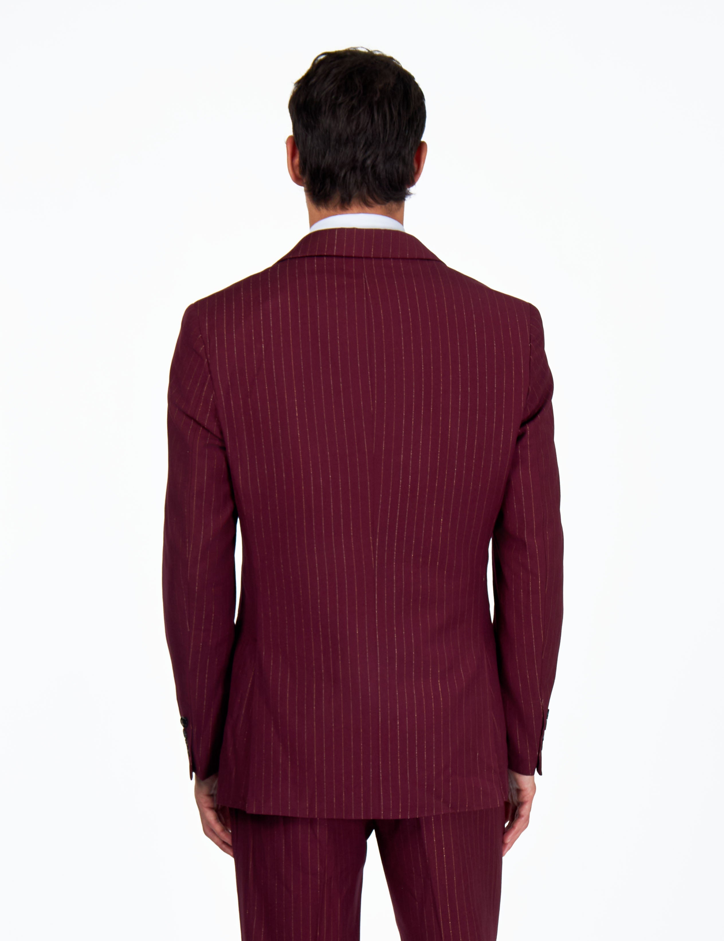NEIL - Mens Black 3-Piece Suit Fine Gold Pinstripes Tailored Fit