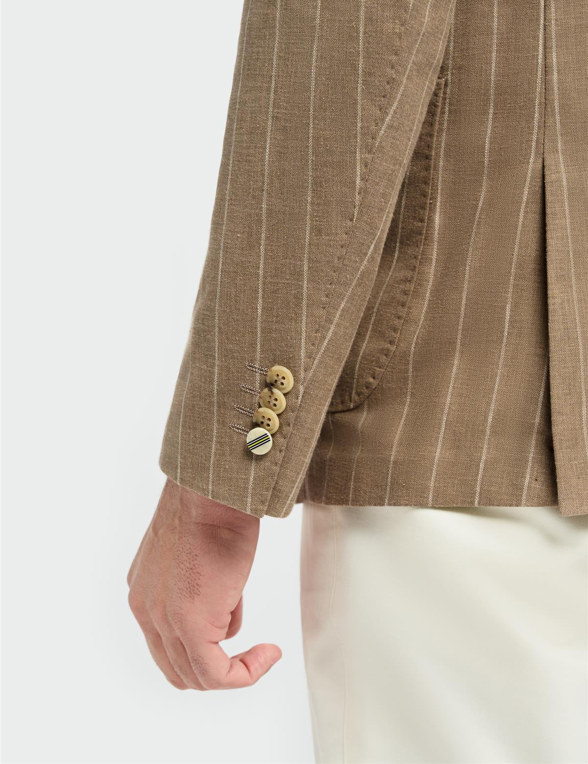 Cavani – Piero Deconstructed Pinstripe Linen Blazer Sand