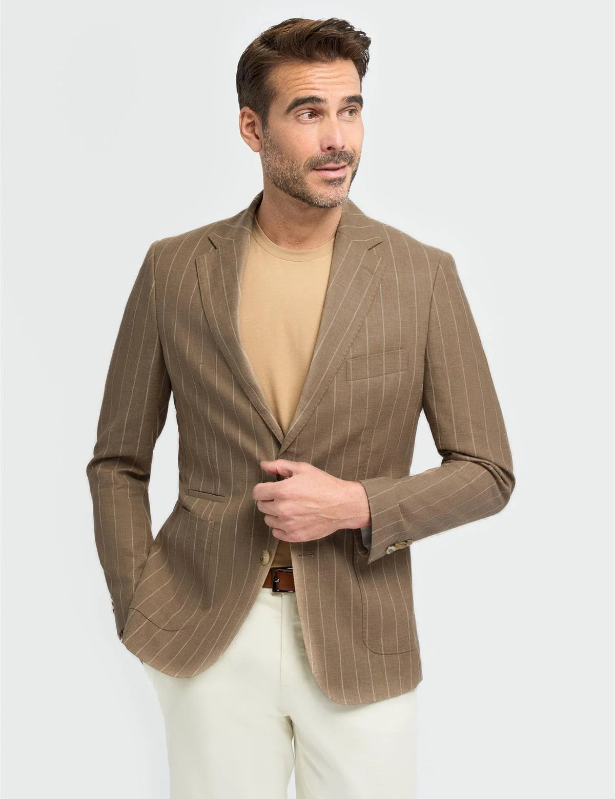 Cavani – Piero Deconstructed Pinstripe Linen Blazer Sand