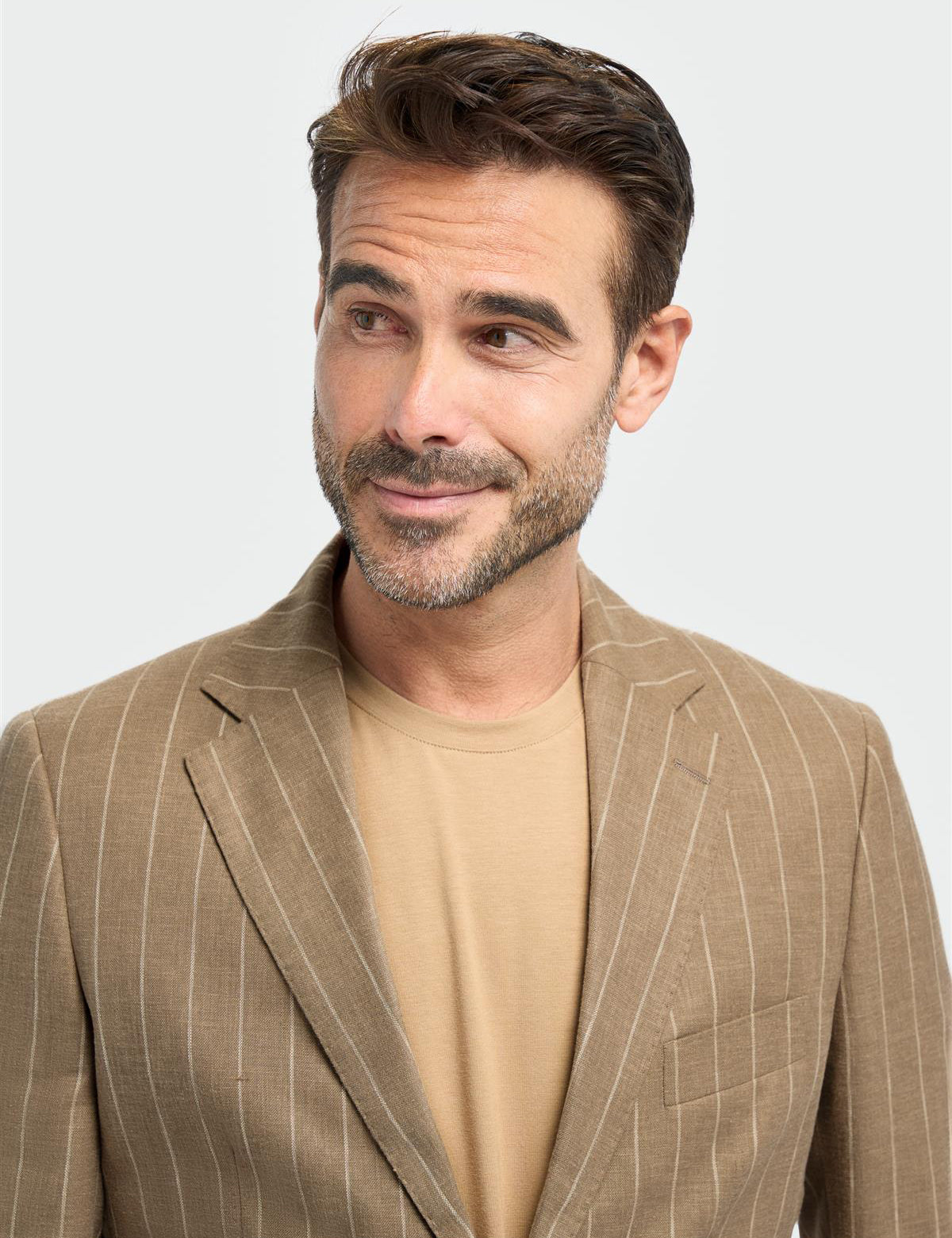 Cavani – Piero Deconstructed Pinstripe Linen Blazer Sand